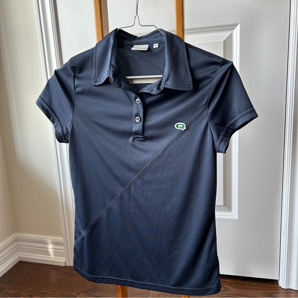 Quagmire Navy Blue Polyester Golf Shirt Women Size Small